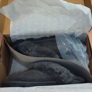 NWT! UGG Women's Charcoal Shearling Slippers- Sz 7